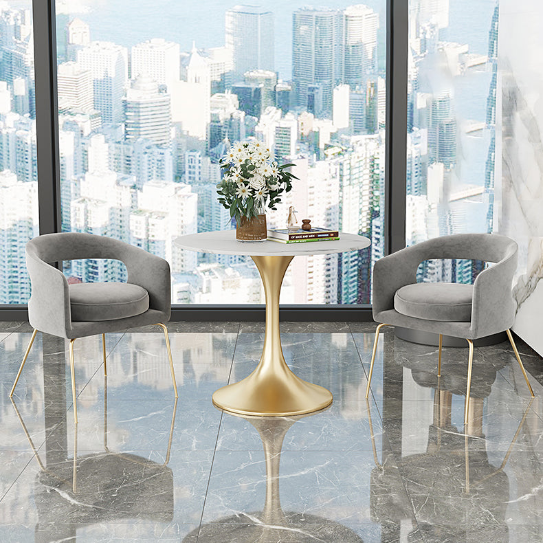 Round Tulip Base Glam Dining Table White Fixed Table of Sintered Stone Clearhalo ' dining_table' 'Dining Tables & Seating' 'Dining Tables' 'furn' 'furn_dining_table' 'Furniture' 'furniture_dining_table' 'Kitchen & Dining Furniture' 'kitchen&dining_furn' 'kitchen' 'kitchen_dining_table' 3816602