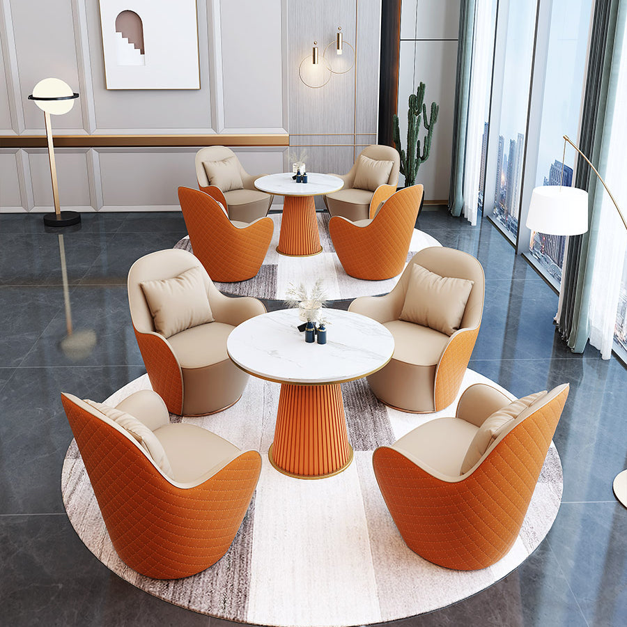 Round Dinette Table Traditional Luxury Dinner Room Kitchen Table with Metal Base Clearhalo ' dining_table' 'Dining Tables & Seating' 'Dining Tables' 'furn' 'furn_dining_table' 'Furniture' 'furniture_dining_table' 'Kitchen & Dining Furniture' 'kitchen&dining_furn' 'kitchen' 'kitchen_dining_table' 3816603