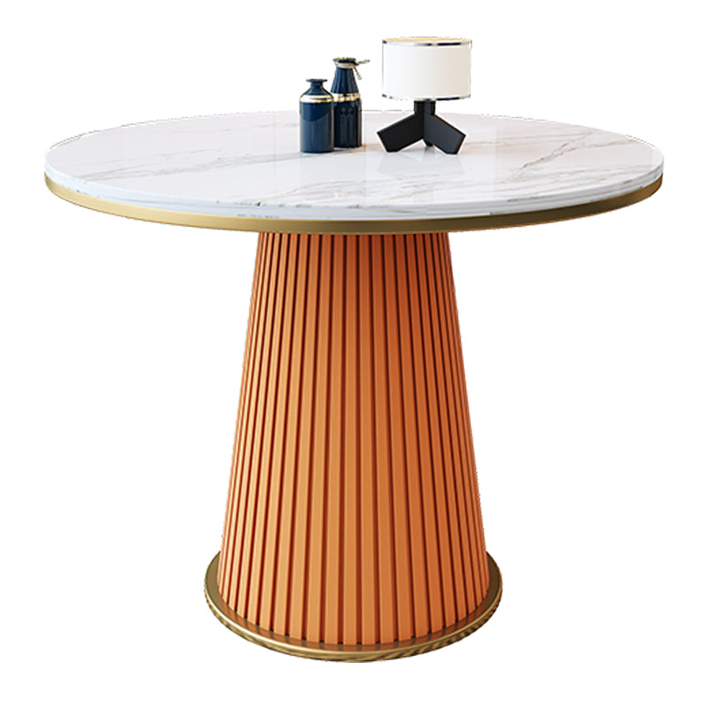 Round Dinette Table Traditional Luxury Dinner Room Kitchen Table with Metal Base Without Chairs Clearhalo ' dining_table' 'Dining Tables & Seating' 'Dining Tables' 'furn' 'furn_dining_table' 'Furniture' 'furniture_dining_table' 'Kitchen & Dining Furniture' 'kitchen&dining_furn' 'kitchen' 'kitchen_dining_table' 3816607