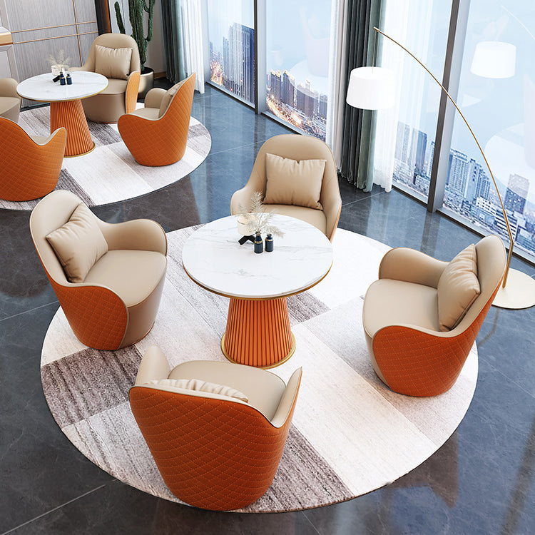 Round Dinette Table Traditional Luxury Dinner Room Kitchen Table with Metal Base Clearhalo ' dining_table' 'Dining Tables & Seating' 'Dining Tables' 'furn' 'furn_dining_table' 'Furniture' 'furniture_dining_table' 'Kitchen & Dining Furniture' 'kitchen&dining_furn' 'kitchen' 'kitchen_dining_table' 3816609
