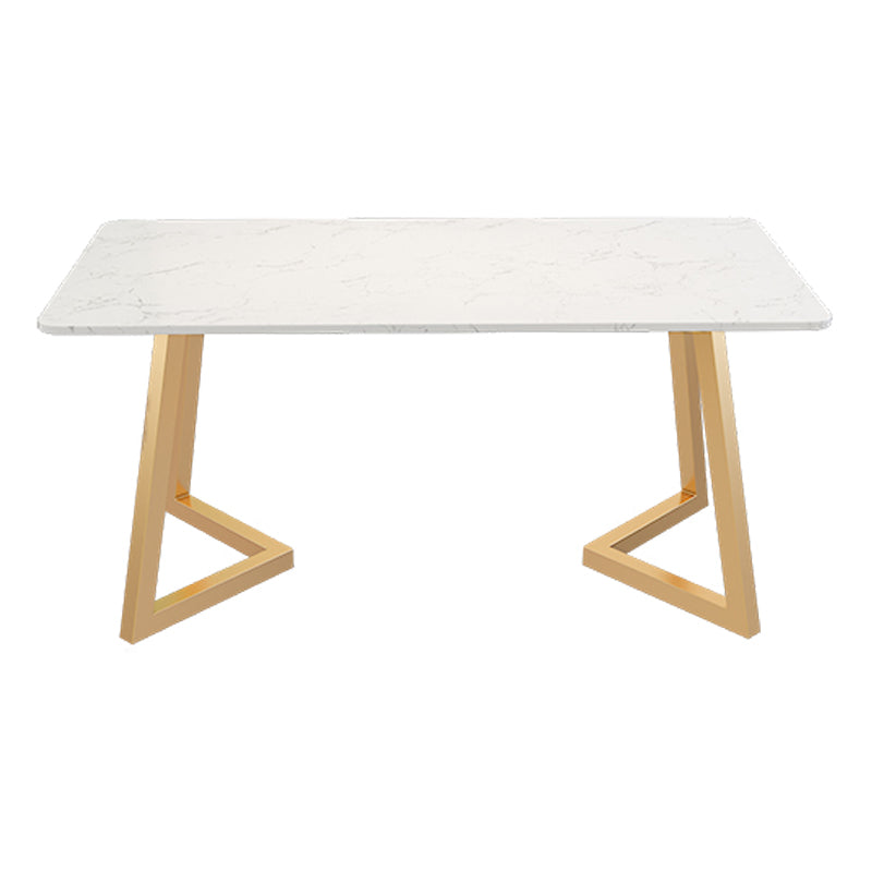 Metal Traditional Luxury Rectangle Indoor Table Sintered Stone Dining Table with Sled Base Rectangle Marble Clearhalo ' dining_table' 'Dining Tables & Seating' 'Dining Tables' 'furn' 'furn_dining_table' 'Furniture' 'furniture_dining_table' 'Kitchen & Dining Furniture' 'kitchen&dining_furn' 'kitchen' 'kitchen_dining_table' 3816619