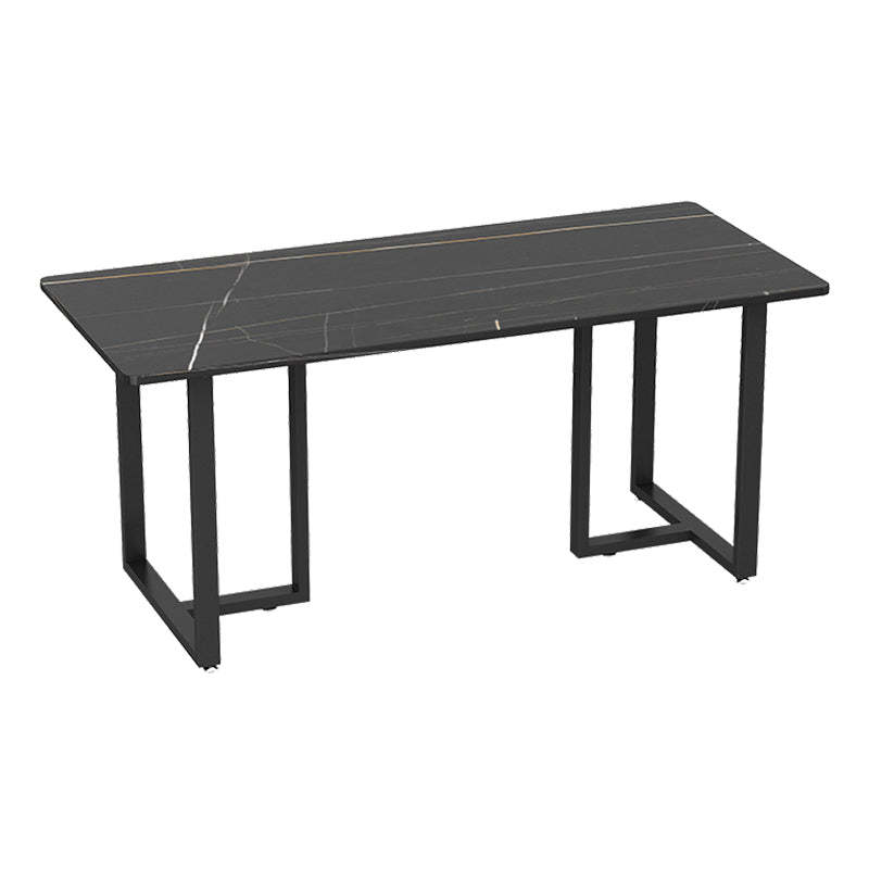 Industrial Sintered Stone Dinner Room Kitchen Table Black Table with Metal Base for Dinning Room Without Chairs Clearhalo ' dining_table' 'Dining Tables & Seating' 'Dining Tables' 'furn' 'furn_dining_table' 'Furniture' 'furniture_dining_table' 'Kitchen & Dining Furniture' 'kitchen&dining_furn' 'kitchen' 'kitchen_dining_table' 3816636