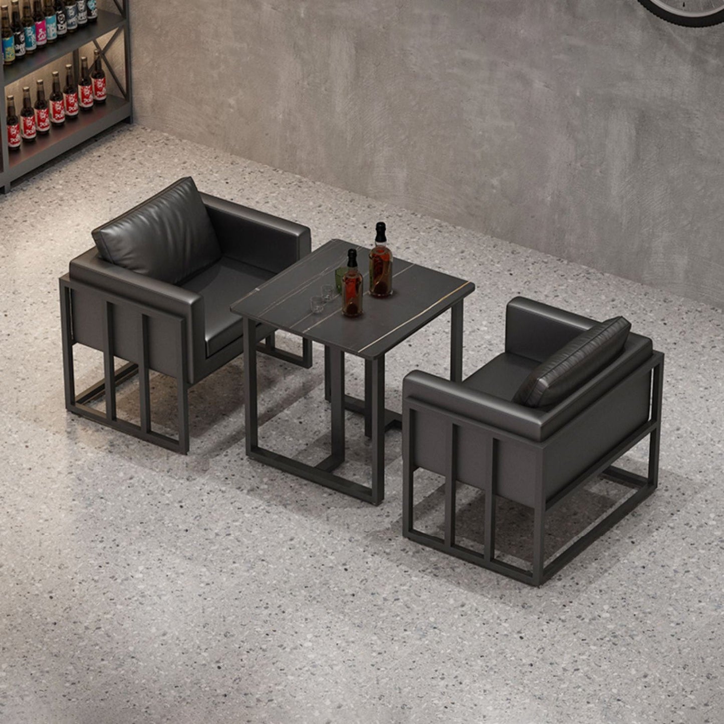 Industrial Sintered Stone Dinner Room Kitchen Table Black Table with Metal Base for Dinning Room Clearhalo ' dining_table' 'Dining Tables & Seating' 'Dining Tables' 'furn' 'furn_dining_table' 'Furniture' 'furniture_dining_table' 'Kitchen & Dining Furniture' 'kitchen&dining_furn' 'kitchen' 'kitchen_dining_table' 3816637