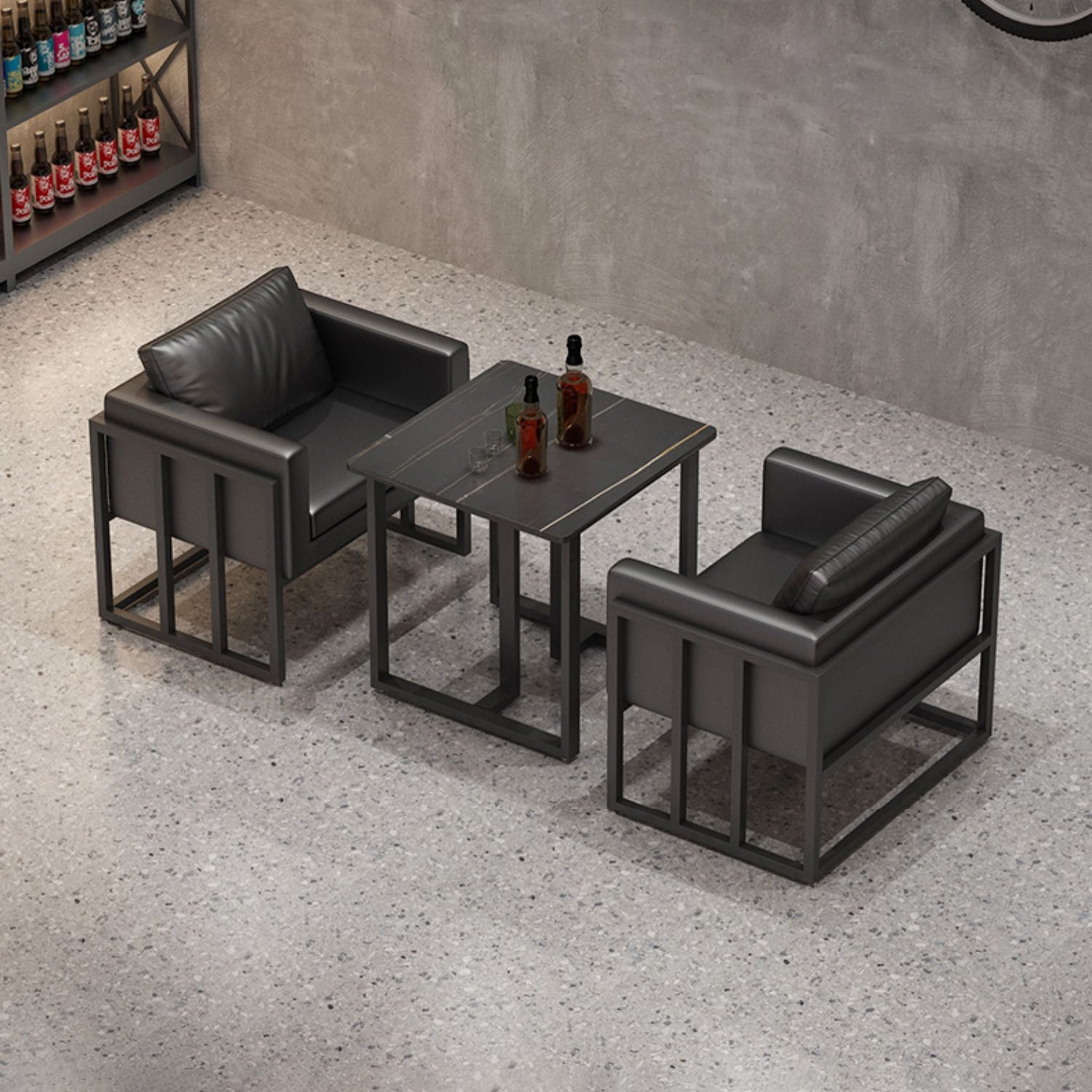 Industrial Sintered Stone Dinner Room Kitchen Table Black Table with Metal Base for Dinning Room Clearhalo ' dining_table' 'Dining Tables & Seating' 'Dining Tables' 'furn' 'furn_dining_table' 'Furniture' 'furniture_dining_table' 'Kitchen & Dining Furniture' 'kitchen&dining_furn' 'kitchen' 'kitchen_dining_table' 3816637