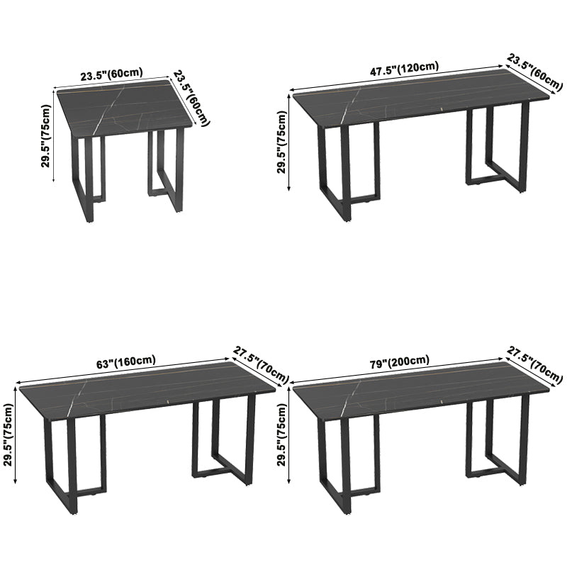 Industrial Sintered Stone Dinner Room Kitchen Table Black Table with Metal Base for Dinning Room Clearhalo ' dining_table' 'Dining Tables & Seating' 'Dining Tables' 'furn' 'furn_dining_table' 'Furniture' 'furniture_dining_table' 'Kitchen & Dining Furniture' 'kitchen&dining_furn' 'kitchen' 'kitchen_dining_table' 3816641