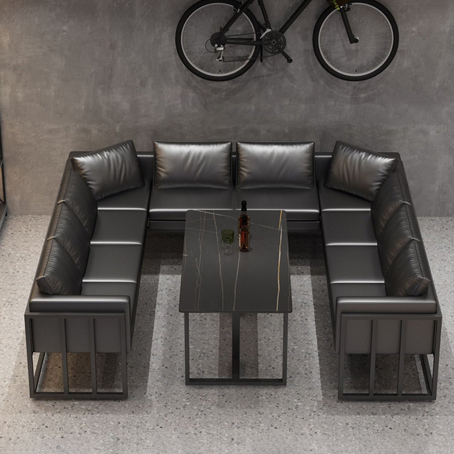 Industrial Sintered Stone Dinner Room Kitchen Table Black Table with Metal Base for Dinning Room Clearhalo ' dining_table' 'Dining Tables & Seating' 'Dining Tables' 'furn' 'furn_dining_table' 'Furniture' 'furniture_dining_table' 'Kitchen & Dining Furniture' 'kitchen&dining_furn' 'kitchen' 'kitchen_dining_table' 3816646