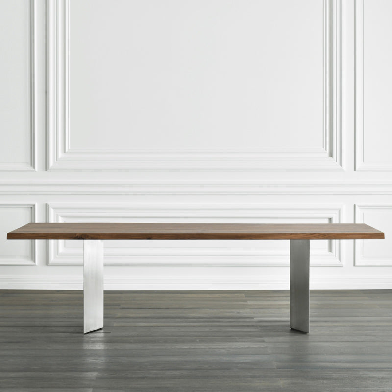 Rectangle Wood Color Dining Table Solid Wood Table Luxury with Double Pedestal Clearhalo ' dining_table' 'Dining Tables & Seating' 'Dining Tables' 'furn' 'furn_dining_table' 'Furniture' 'furniture_dining_table' 'Kitchen & Dining Furniture' 'kitchen&dining_furn' 'kitchen' 'kitchen_dining_table' 3816649