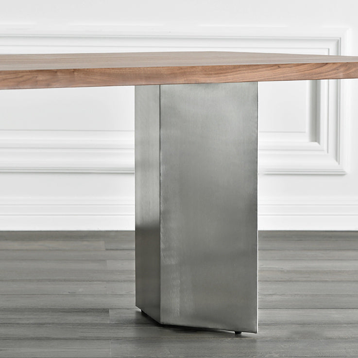 Rectangle Wood Color Dining Table Solid Wood Table Luxury with Double Pedestal Clearhalo ' dining_table' 'Dining Tables & Seating' 'Dining Tables' 'furn' 'furn_dining_table' 'Furniture' 'furniture_dining_table' 'Kitchen & Dining Furniture' 'kitchen&dining_furn' 'kitchen' 'kitchen_dining_table' 3816650