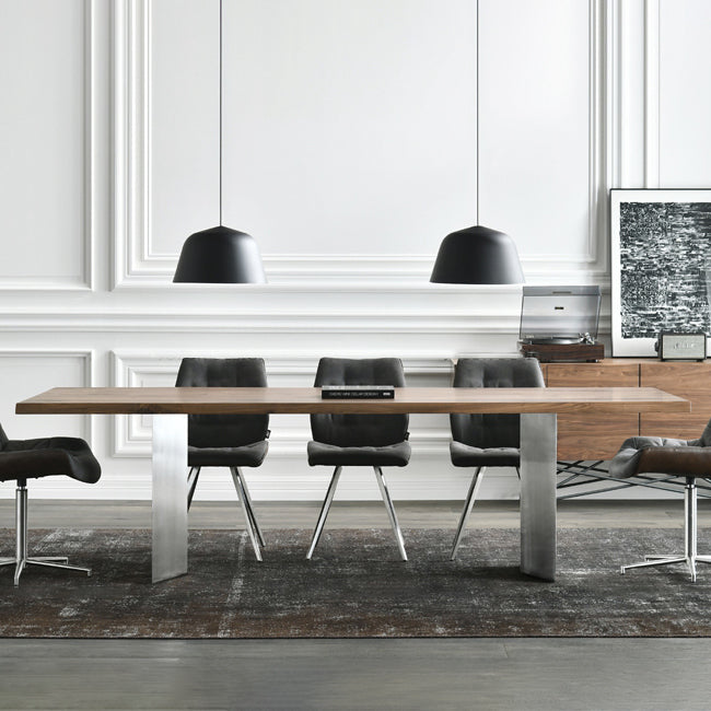 Rectangle Wood Color Dining Table Solid Wood Table Luxury with Double Pedestal Clearhalo ' dining_table' 'Dining Tables & Seating' 'Dining Tables' 'furn' 'furn_dining_table' 'Furniture' 'furniture_dining_table' 'Kitchen & Dining Furniture' 'kitchen&dining_furn' 'kitchen' 'kitchen_dining_table' 3816653