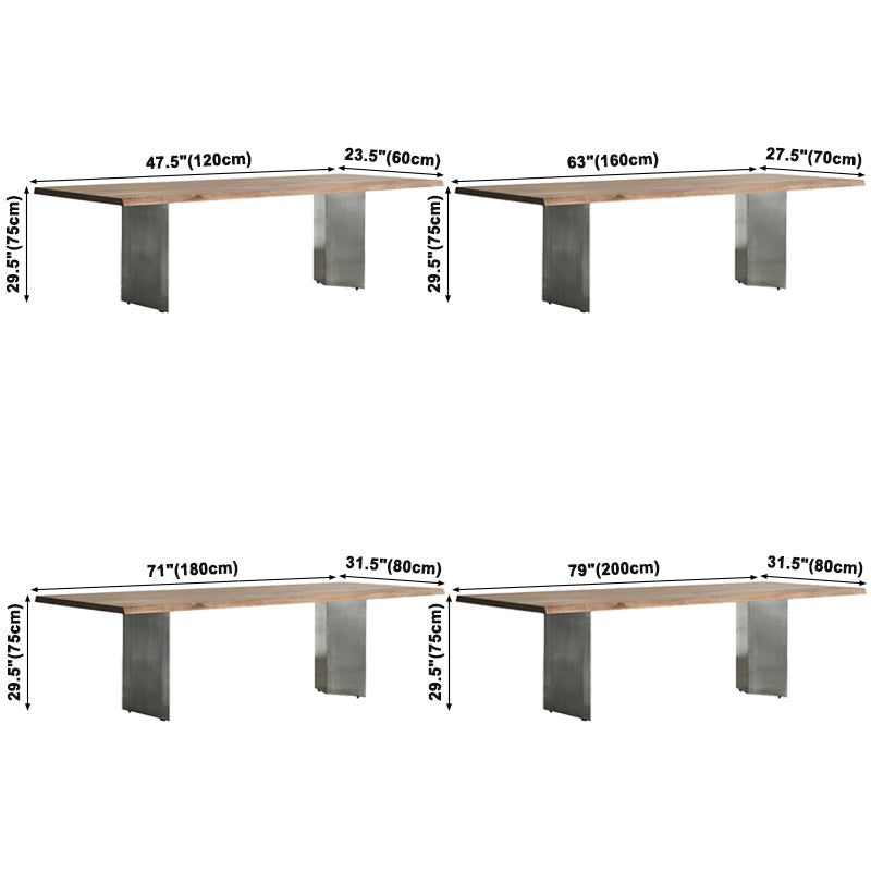 Rectangle Wood Color Dining Table Solid Wood Table Luxury with Double Pedestal Clearhalo ' dining_table' 'Dining Tables & Seating' 'Dining Tables' 'furn' 'furn_dining_table' 'Furniture' 'furniture_dining_table' 'Kitchen & Dining Furniture' 'kitchen&dining_furn' 'kitchen' 'kitchen_dining_table' 3816654