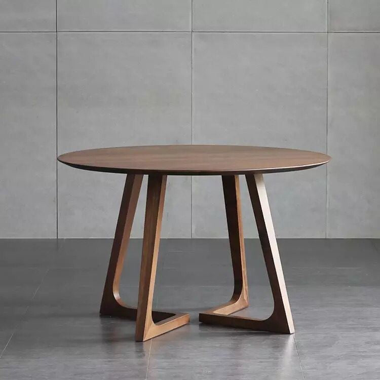 Round Shape Double Pedestal Modern Dining Table Wood Color Fixed Table with Solid Wood Clearhalo ' dining_table' 'Dining Tables & Seating' 'Dining Tables' 'furn' 'furn_dining_table' 'Furniture' 'furniture_dining_table' 'Kitchen & Dining Furniture' 'kitchen&dining_furn' 'kitchen' 'kitchen_dining_table' 3816677