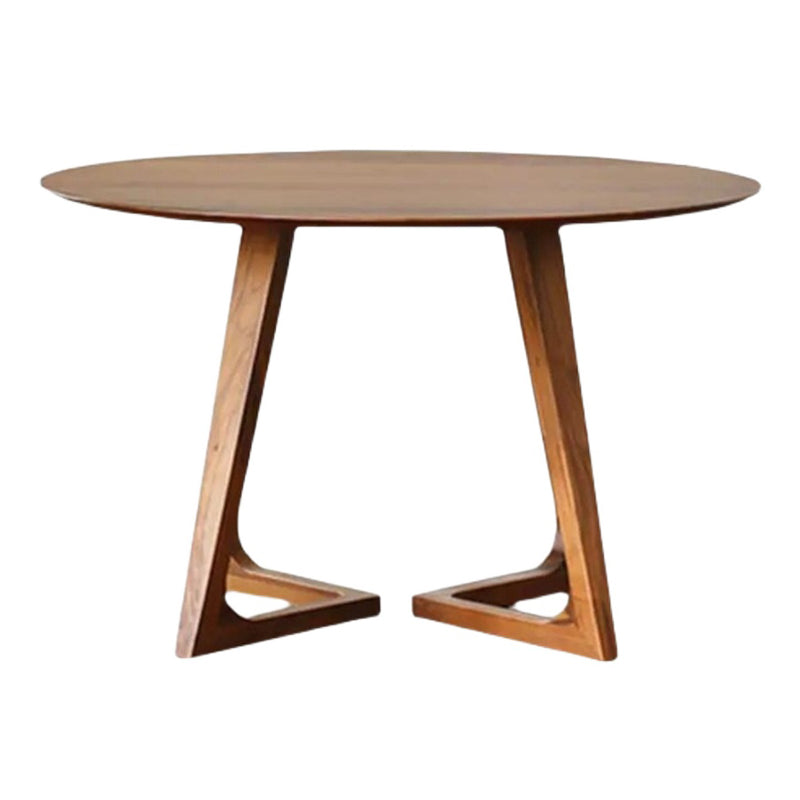 Round Shape Double Pedestal Modern Dining Table Wood Color Fixed Table with Solid Wood Without Chairs Clearhalo ' dining_table' 'Dining Tables & Seating' 'Dining Tables' 'furn' 'furn_dining_table' 'Furniture' 'furniture_dining_table' 'Kitchen & Dining Furniture' 'kitchen&dining_furn' 'kitchen' 'kitchen_dining_table' 3816678