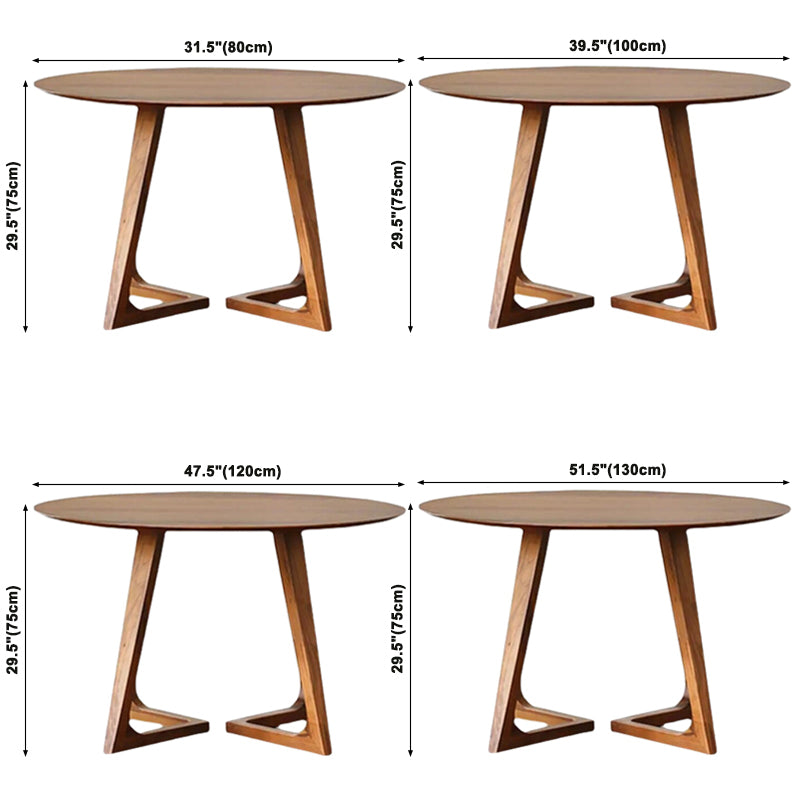Round Shape Double Pedestal Modern Dining Table Wood Color Fixed Table with Solid Wood Clearhalo ' dining_table' 'Dining Tables & Seating' 'Dining Tables' 'furn' 'furn_dining_table' 'Furniture' 'furniture_dining_table' 'Kitchen & Dining Furniture' 'kitchen&dining_furn' 'kitchen' 'kitchen_dining_table' 3816681