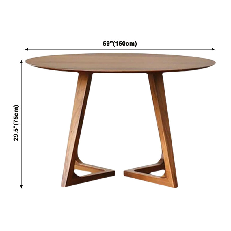 Round Shape Double Pedestal Modern Dining Table Wood Color Fixed Table with Solid Wood Clearhalo ' dining_table' 'Dining Tables & Seating' 'Dining Tables' 'furn' 'furn_dining_table' 'Furniture' 'furniture_dining_table' 'Kitchen & Dining Furniture' 'kitchen&dining_furn' 'kitchen' 'kitchen_dining_table' 3816682
