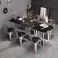 Industrial Dining Table Black Sintered Stone Dining Table with Double Pedestal Clearhalo ' dining_table' 'Dining Tables & Seating' 'Dining Tables' 'furn' 'furn_dining_table' 'Furniture' 'furniture_dining_table' 'Kitchen & Dining Furniture' 'kitchen&dining_furn' 'kitchen' 'kitchen_dining_table' 3816685