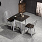 Industrial Dining Table Black Sintered Stone Dining Table with Double Pedestal Clearhalo ' dining_table' 'Dining Tables & Seating' 'Dining Tables' 'furn' 'furn_dining_table' 'Furniture' 'furniture_dining_table' 'Kitchen & Dining Furniture' 'kitchen&dining_furn' 'kitchen' 'kitchen_dining_table' 3816687