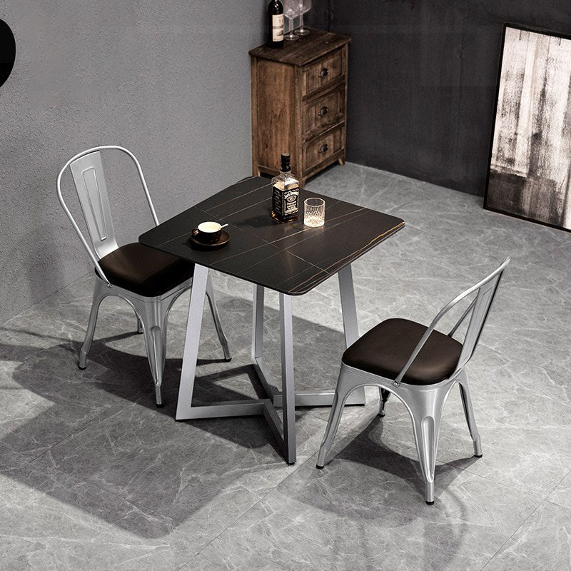 Industrial Dining Table Black Sintered Stone Dining Table with Double Pedestal Clearhalo ' dining_table' 'Dining Tables & Seating' 'Dining Tables' 'furn' 'furn_dining_table' 'Furniture' 'furniture_dining_table' 'Kitchen & Dining Furniture' 'kitchen&dining_furn' 'kitchen' 'kitchen_dining_table' 3816687