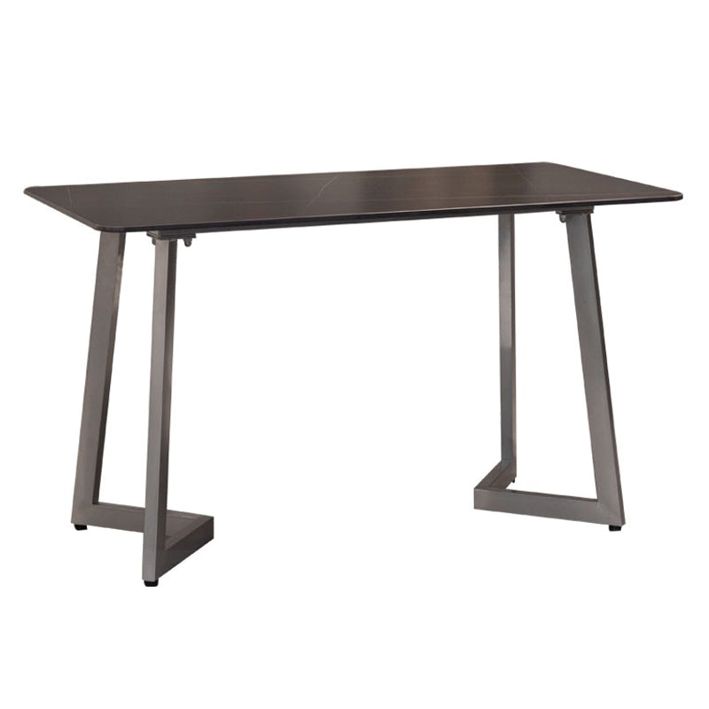 Industrial Dining Table Black Sintered Stone Dining Table with Double Pedestal Without Chairs Clearhalo ' dining_table' 'Dining Tables & Seating' 'Dining Tables' 'furn' 'furn_dining_table' 'Furniture' 'furniture_dining_table' 'Kitchen & Dining Furniture' 'kitchen&dining_furn' 'kitchen' 'kitchen_dining_table' 3816688