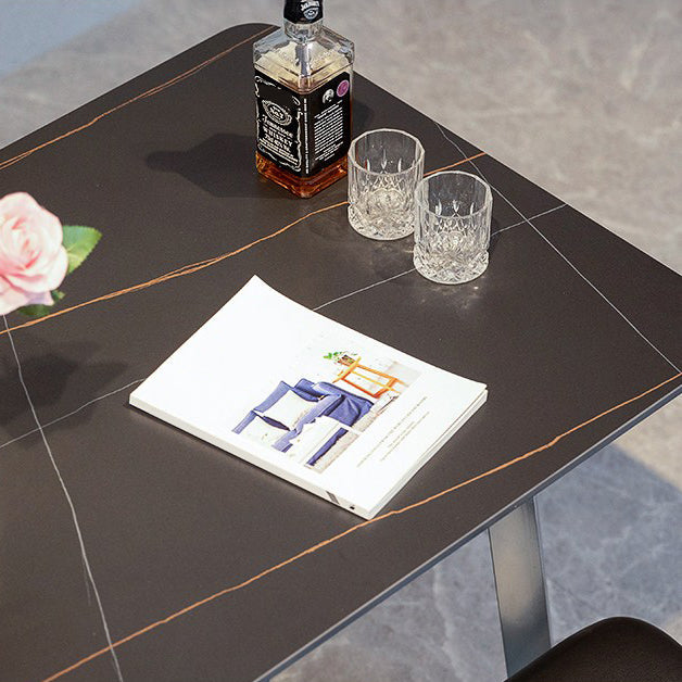 Industrial Dining Table Black Sintered Stone Dining Table with Double Pedestal Clearhalo ' dining_table' 'Dining Tables & Seating' 'Dining Tables' 'furn' 'furn_dining_table' 'Furniture' 'furniture_dining_table' 'Kitchen & Dining Furniture' 'kitchen&dining_furn' 'kitchen' 'kitchen_dining_table' 3816692