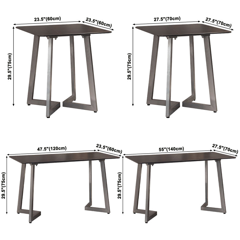 Industrial Dining Table Black Sintered Stone Dining Table with Double Pedestal Clearhalo ' dining_table' 'Dining Tables & Seating' 'Dining Tables' 'furn' 'furn_dining_table' 'Furniture' 'furniture_dining_table' 'Kitchen & Dining Furniture' 'kitchen&dining_furn' 'kitchen' 'kitchen_dining_table' 3816693