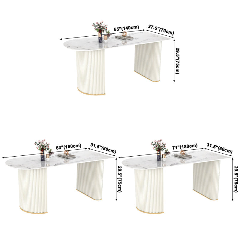 Simplicity Style Sintered Stone Dining Table Double Pedestal Base Freeform Table for Home Clearhalo ' dining_table' 'Dining Tables & Seating' 'Dining Tables' 'furn' 'furn_dining_table' 'Furniture' 'furniture_dining_table' 'Kitchen & Dining Furniture' 'kitchen&dining_furn' 'kitchen' 'kitchen_dining_table' 3816708