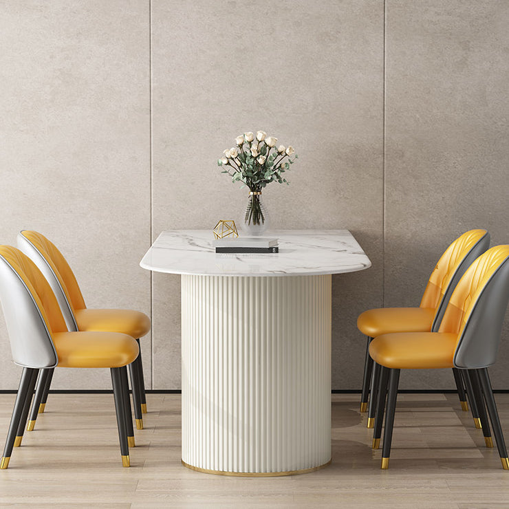 Simplicity Style Sintered Stone Dining Table Double Pedestal Base Freeform Table for Home Clearhalo ' dining_table' 'Dining Tables & Seating' 'Dining Tables' 'furn' 'furn_dining_table' 'Furniture' 'furniture_dining_table' 'Kitchen & Dining Furniture' 'kitchen&dining_furn' 'kitchen' 'kitchen_dining_table' 3816709
