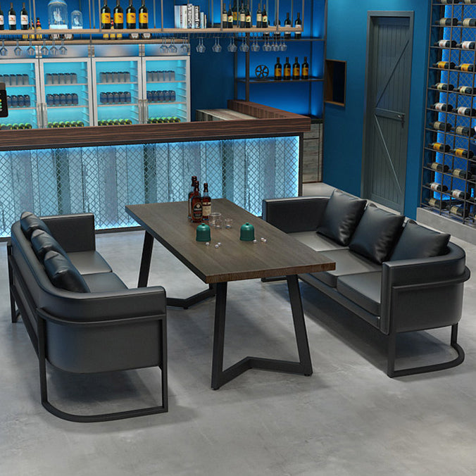 Industrial Solid Wood Dinner Table Brown Table with Black Frame for Dinning Room Clearhalo ' dining_table' 'Dining Tables & Seating' 'Dining Tables' 'furn' 'furn_dining_table' 'Furniture' 'furniture_dining_table' 'Kitchen & Dining Furniture' 'kitchen&dining_furn' 'kitchen' 'kitchen_dining_table' 3816710