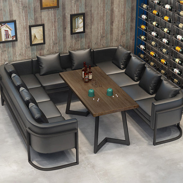 Industrial Solid Wood Dinner Table Brown Table with Black Frame for Dinning Room Clearhalo ' dining_table' 'Dining Tables & Seating' 'Dining Tables' 'furn' 'furn_dining_table' 'Furniture' 'furniture_dining_table' 'Kitchen & Dining Furniture' 'kitchen&dining_furn' 'kitchen' 'kitchen_dining_table' 3816718