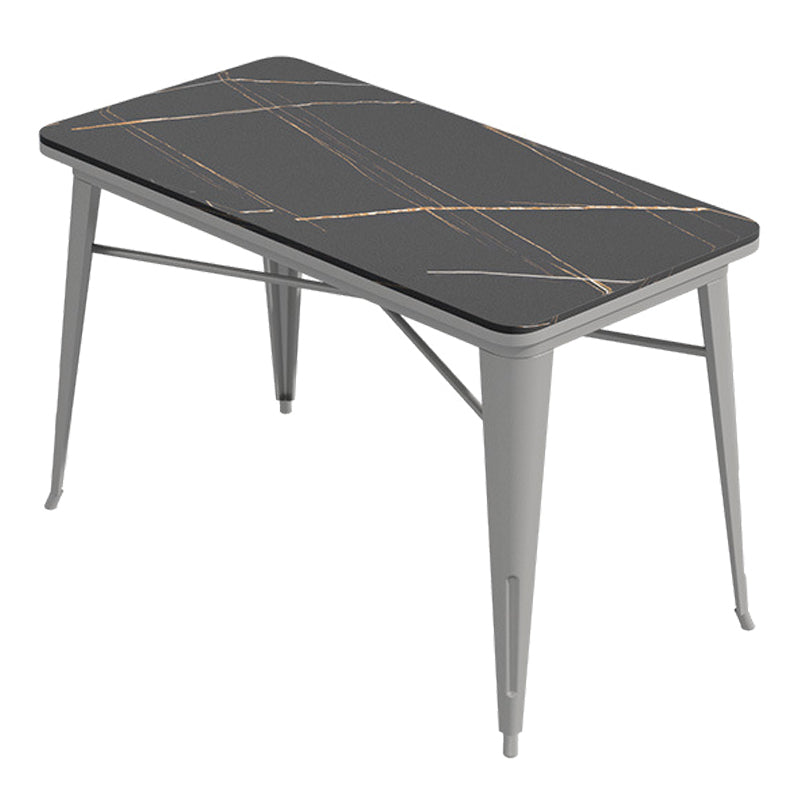 Industrial Dining Table Black Sintered Stone Dining Table with Sled Base Without Chairs Clearhalo ' dining_table' 'Dining Tables & Seating' 'Dining Tables' 'furn' 'furn_dining_table' 'Furniture' 'furniture_dining_table' 'Kitchen & Dining Furniture' 'kitchen&dining_furn' 'kitchen' 'kitchen_dining_table' 3816725