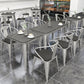 Industrial Dining Table Black Sintered Stone Dining Table with Sled Base Clearhalo ' dining_table' 'Dining Tables & Seating' 'Dining Tables' 'furn' 'furn_dining_table' 'Furniture' 'furniture_dining_table' 'Kitchen & Dining Furniture' 'kitchen&dining_furn' 'kitchen' 'kitchen_dining_table' 3816727