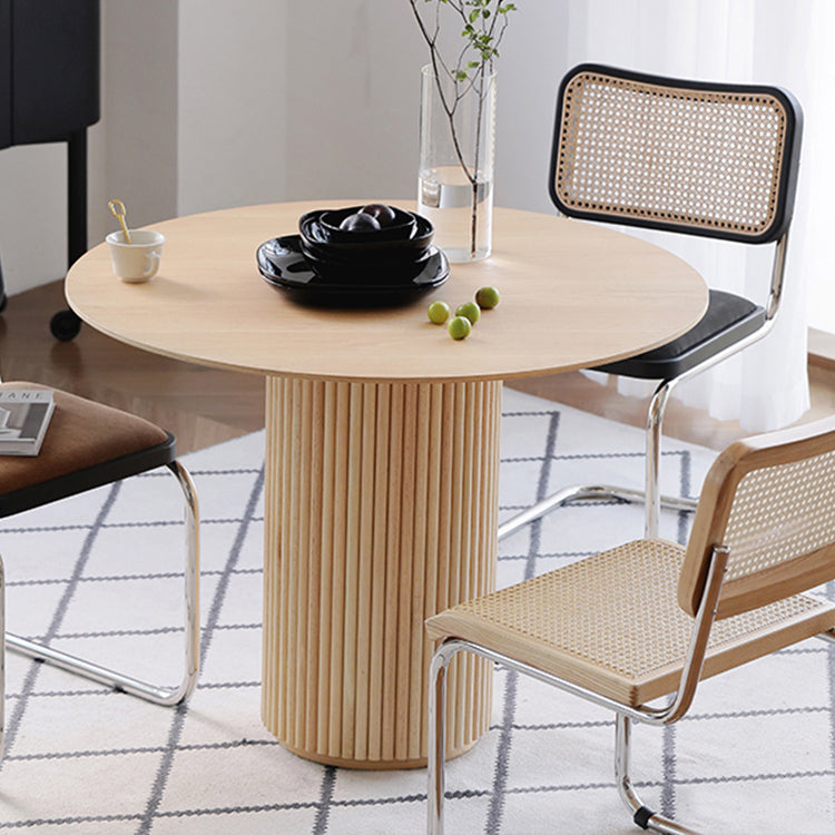 Round Modern Dining Table Wood Color Fixed Table with Pinewood Solid Wood Clearhalo ' dining_table' 'Dining Tables & Seating' 'Dining Tables' 'furn' 'furn_dining_table' 'Furniture' 'furniture_dining_table' 'Kitchen & Dining Furniture' 'kitchen&dining_furn' 'kitchen' 'kitchen_dining_table' 3816731