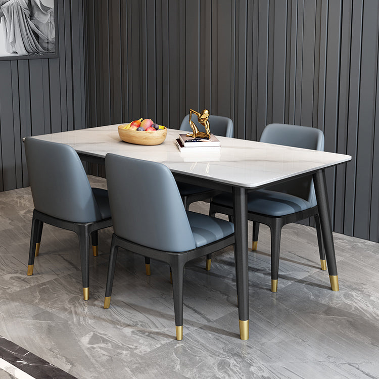Rectangle 4 Legs Home Furniture Stone Dining Room Collection for Dining Room Gloss White Without Chairs Clearhalo ' dining_table' 'Dining Tables & Seating' 'Dining Tables' 'furn' 'furn_dining_table' 'Furniture' 'furniture_dining_table' 'Kitchen & Dining Furniture' 'kitchen&dining_furn' 'kitchen' 'kitchen_dining_table' 3816755