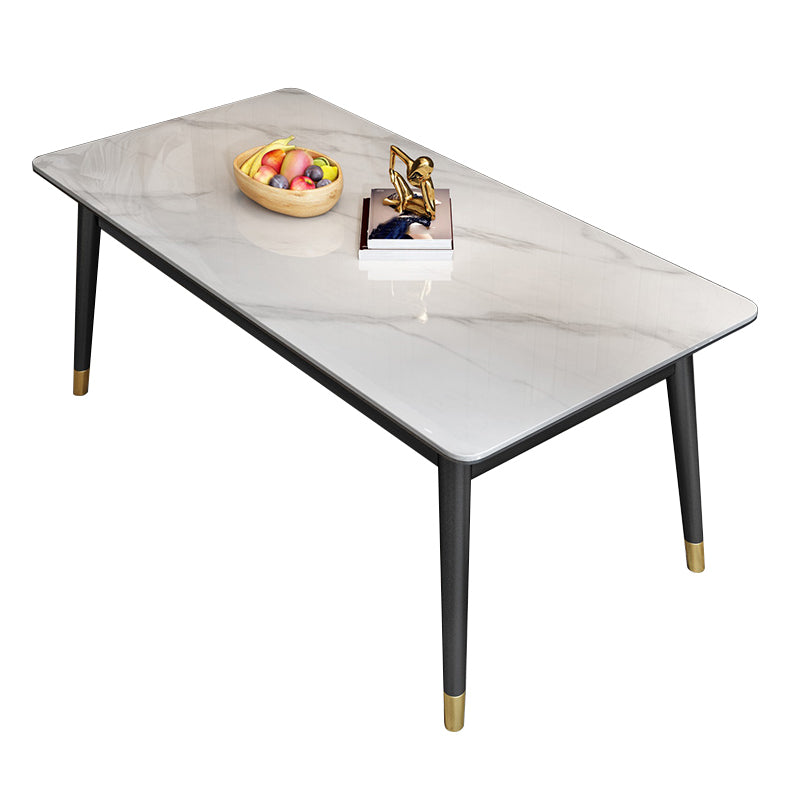 Rectangle 4 Legs Home Furniture Stone Dining Room Collection for Dining Room Matte White Without Chairs Clearhalo ' dining_table' 'Dining Tables & Seating' 'Dining Tables' 'furn' 'furn_dining_table' 'Furniture' 'furniture_dining_table' 'Kitchen & Dining Furniture' 'kitchen&dining_furn' 'kitchen' 'kitchen_dining_table' 3816759