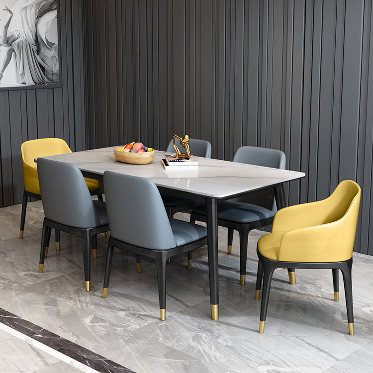 Rectangle 4 Legs Home Furniture Stone Dining Room Collection for Dining Room Clearhalo ' dining_table' 'Dining Tables & Seating' 'Dining Tables' 'furn' 'furn_dining_table' 'Furniture' 'furniture_dining_table' 'Kitchen & Dining Furniture' 'kitchen&dining_furn' 'kitchen' 'kitchen_dining_table' 3816766