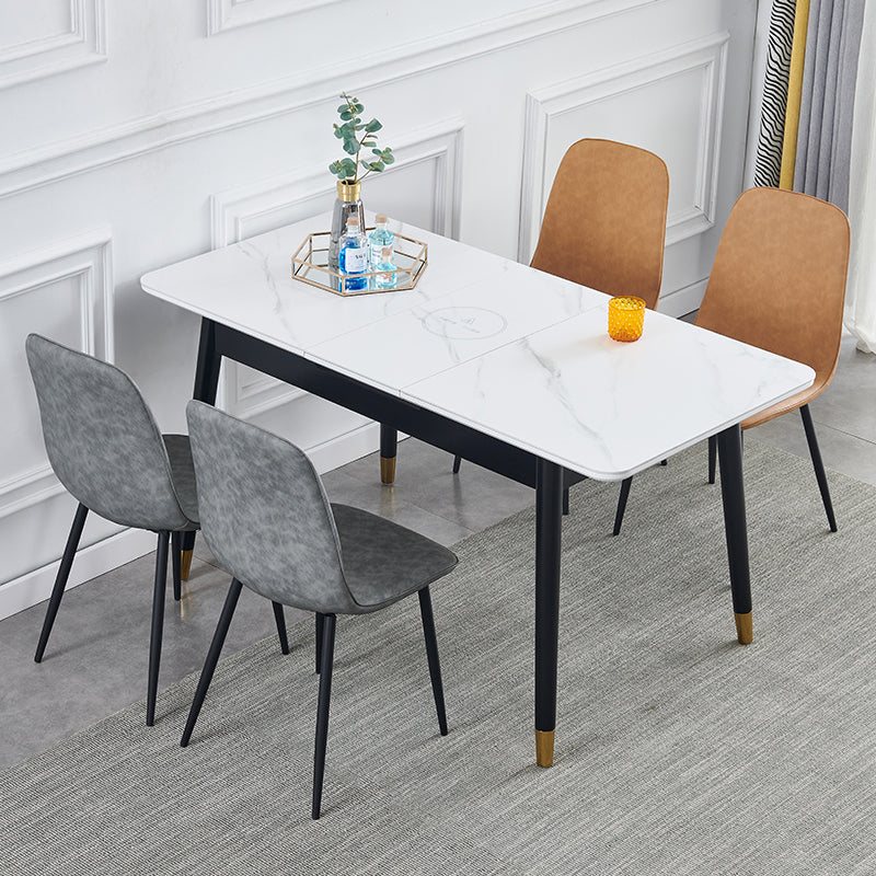Contemporary Rectangle Dining Room Table White Sintered Stone Table with 4 Legs Clearhalo ' dining_table' 'Dining Tables & Seating' 'Dining Tables' 'furn' 'furn_dining_table' 'Furniture' 'furniture_dining_table' 'Kitchen & Dining Furniture' 'kitchen&dining_furn' 'kitchen' 'kitchen_dining_table' 3816767