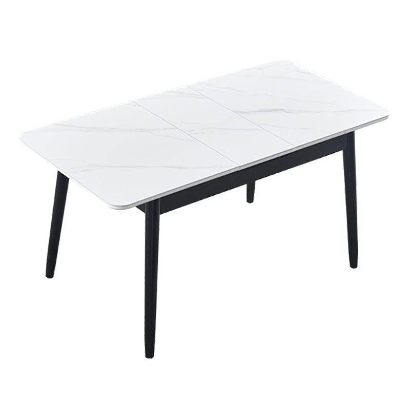 Contemporary Rectangle Dining Room Table White Sintered Stone Table with 4 Legs Black 47.2"L x 29.5"W x 29.5"H Without Chairs Clearhalo ' dining_table' 'Dining Tables & Seating' 'Dining Tables' 'furn' 'furn_dining_table' 'Furniture' 'furniture_dining_table' 'Kitchen & Dining Furniture' 'kitchen&dining_furn' 'kitchen' 'kitchen_dining_table' 3816768
