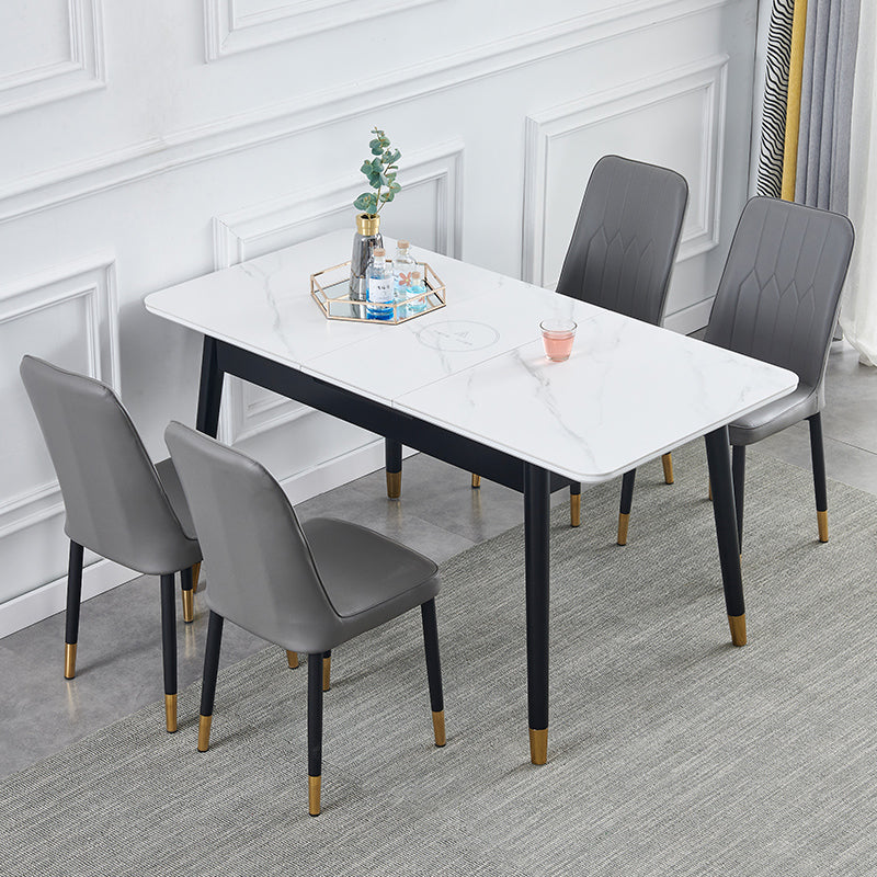 Contemporary Rectangle Dining Room Table White Sintered Stone Table with 4 Legs Clearhalo ' dining_table' 'Dining Tables & Seating' 'Dining Tables' 'furn' 'furn_dining_table' 'Furniture' 'furniture_dining_table' 'Kitchen & Dining Furniture' 'kitchen&dining_furn' 'kitchen' 'kitchen_dining_table' 3816769
