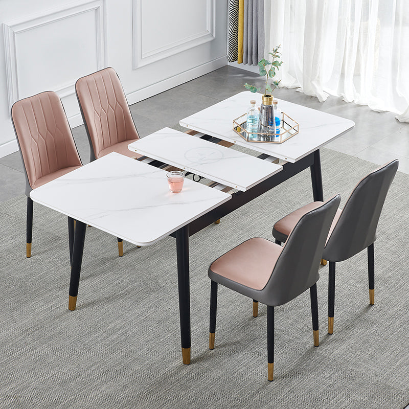 Contemporary Rectangle Dining Room Table White Sintered Stone Table with 4 Legs Clearhalo ' dining_table' 'Dining Tables & Seating' 'Dining Tables' 'furn' 'furn_dining_table' 'Furniture' 'furniture_dining_table' 'Kitchen & Dining Furniture' 'kitchen&dining_furn' 'kitchen' 'kitchen_dining_table' 3816770