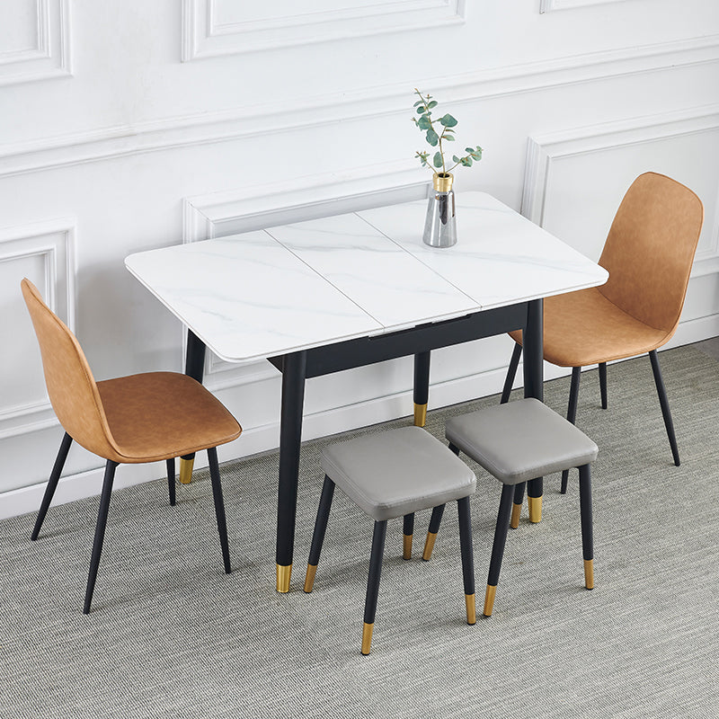 Contemporary Rectangle Dining Room Table White Sintered Stone Table with 4 Legs Clearhalo ' dining_table' 'Dining Tables & Seating' 'Dining Tables' 'furn' 'furn_dining_table' 'Furniture' 'furniture_dining_table' 'Kitchen & Dining Furniture' 'kitchen&dining_furn' 'kitchen' 'kitchen_dining_table' 3816771
