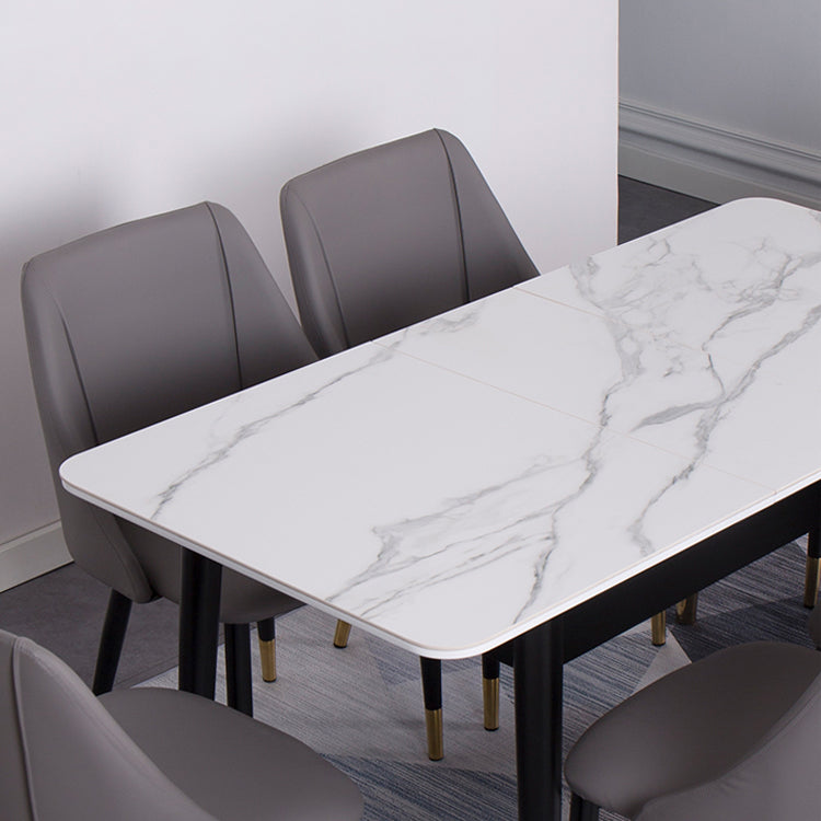 Contemporary Rectangle Dining Room Table White Sintered Stone Table with 4 Legs Clearhalo ' dining_table' 'Dining Tables & Seating' 'Dining Tables' 'furn' 'furn_dining_table' 'Furniture' 'furniture_dining_table' 'Kitchen & Dining Furniture' 'kitchen&dining_furn' 'kitchen' 'kitchen_dining_table' 3816773