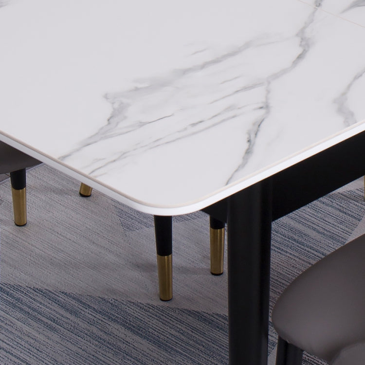 Contemporary Rectangle Dining Room Table White Sintered Stone Table with 4 Legs Clearhalo ' dining_table' 'Dining Tables & Seating' 'Dining Tables' 'furn' 'furn_dining_table' 'Furniture' 'furniture_dining_table' 'Kitchen & Dining Furniture' 'kitchen&dining_furn' 'kitchen' 'kitchen_dining_table' 3816775
