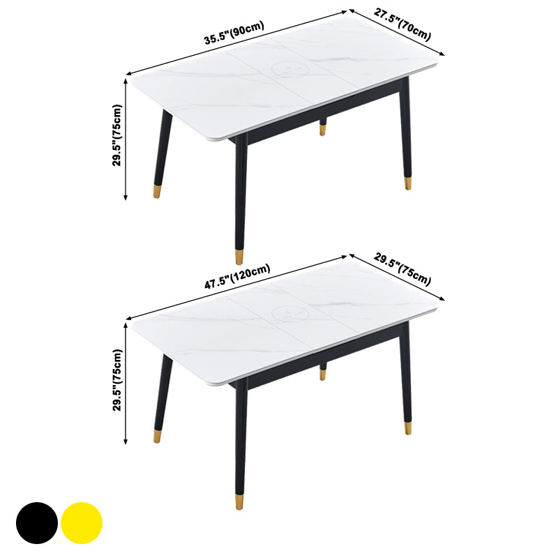 Contemporary Rectangle Dining Room Table White Sintered Stone Table with 4 Legs Clearhalo ' dining_table' 'Dining Tables & Seating' 'Dining Tables' 'furn' 'furn_dining_table' 'Furniture' 'furniture_dining_table' 'Kitchen & Dining Furniture' 'kitchen&dining_furn' 'kitchen' 'kitchen_dining_table' 3816777
