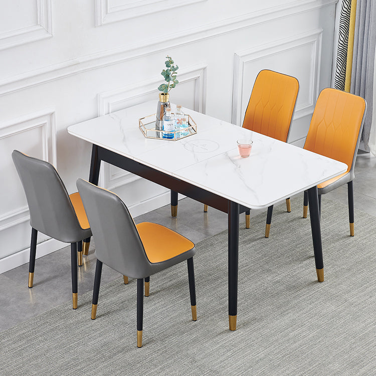 Contemporary Rectangle Dining Room Table White Sintered Stone Table with 4 Legs Clearhalo ' dining_table' 'Dining Tables & Seating' 'Dining Tables' 'furn' 'furn_dining_table' 'Furniture' 'furniture_dining_table' 'Kitchen & Dining Furniture' 'kitchen&dining_furn' 'kitchen' 'kitchen_dining_table' 3816779