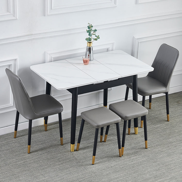 Contemporary Rectangle Dining Room Table White Sintered Stone Table with 4 Legs Clearhalo ' dining_table' 'Dining Tables & Seating' 'Dining Tables' 'furn' 'furn_dining_table' 'Furniture' 'furniture_dining_table' 'Kitchen & Dining Furniture' 'kitchen&dining_furn' 'kitchen' 'kitchen_dining_table' 3816780