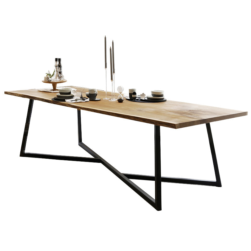 Industrial Solid Wood Khaki Dining Table Rectangle Shape Dining Table with Sled Base Without Chairs Clearhalo ' dining_table' 'Dining Tables & Seating' 'Dining Tables' 'furn' 'furn_dining_table' 'Furniture' 'furniture_dining_table' 'Kitchen & Dining Furniture' 'kitchen&dining_furn' 'kitchen' 'kitchen_dining_table' 3816787