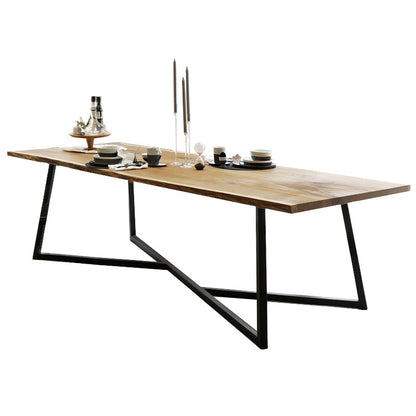 Industrial Solid Wood Khaki Dining Table Rectangle Shape Dining Table with Sled Base Without Chairs Clearhalo ' dining_table' 'Dining Tables & Seating' 'Dining Tables' 'furn' 'furn_dining_table' 'Furniture' 'furniture_dining_table' 'Kitchen & Dining Furniture' 'kitchen&dining_furn' 'kitchen' 'kitchen_dining_table' 3816787