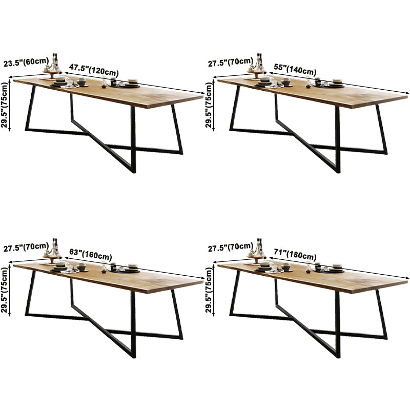 Industrial Solid Wood Khaki Dining Table Rectangle Shape Dining Table with Sled Base Clearhalo ' dining_table' 'Dining Tables & Seating' 'Dining Tables' 'furn' 'furn_dining_table' 'Furniture' 'furniture_dining_table' 'Kitchen & Dining Furniture' 'kitchen&dining_furn' 'kitchen' 'kitchen_dining_table' 3816791