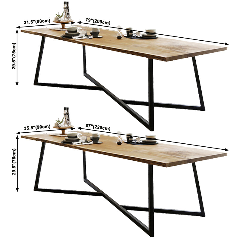 Industrial Solid Wood Khaki Dining Table Rectangle Shape Dining Table with Sled Base Clearhalo ' dining_table' 'Dining Tables & Seating' 'Dining Tables' 'furn' 'furn_dining_table' 'Furniture' 'furniture_dining_table' 'Kitchen & Dining Furniture' 'kitchen&dining_furn' 'kitchen' 'kitchen_dining_table' 3816792