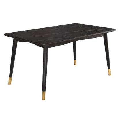 Contemporary Rectangle Dining Room Table Sintered Stone Table with 4 Black Legs Black Without Chairs Clearhalo ' dining_table' 'Dining Tables & Seating' 'Dining Tables' 'furn' 'furn_dining_table' 'Furniture' 'furniture_dining_table' 'Kitchen & Dining Furniture' 'kitchen&dining_furn' 'kitchen' 'kitchen_dining_table' 3816798