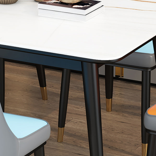 Contemporary Rectangle Dining Room Table Sintered Stone Table with 4 Black Legs Clearhalo ' dining_table' 'Dining Tables & Seating' 'Dining Tables' 'furn' 'furn_dining_table' 'Furniture' 'furniture_dining_table' 'Kitchen & Dining Furniture' 'kitchen&dining_furn' 'kitchen' 'kitchen_dining_table' 3816801